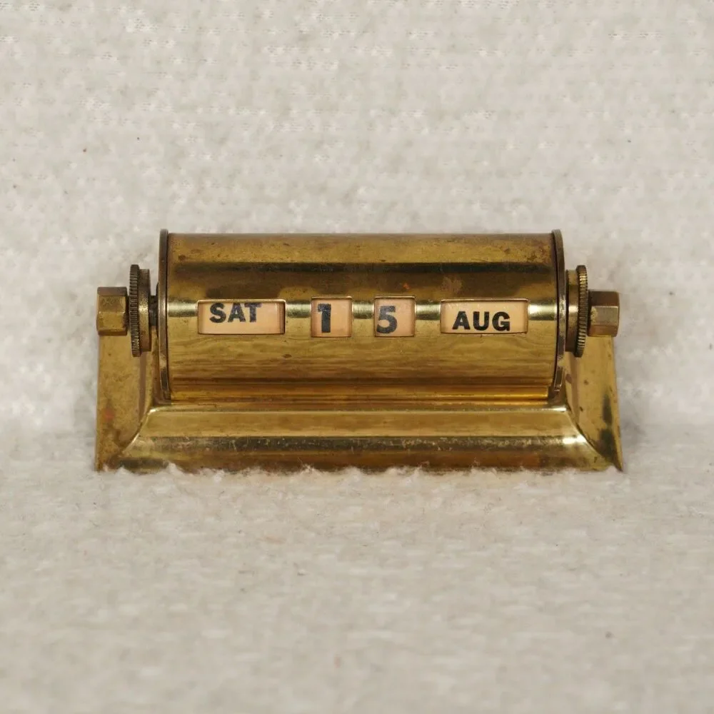 Park Sherman Brass Perpetual Desk Calendar Mid-Century Springfield Illinois VTG